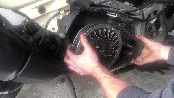 Install the belt and the torque drive